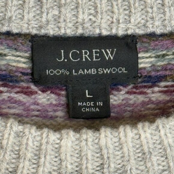 J. Crew Lambs Wool Fair Isle Knit Sweater Crewneck Size Large - Picture 4 of 7